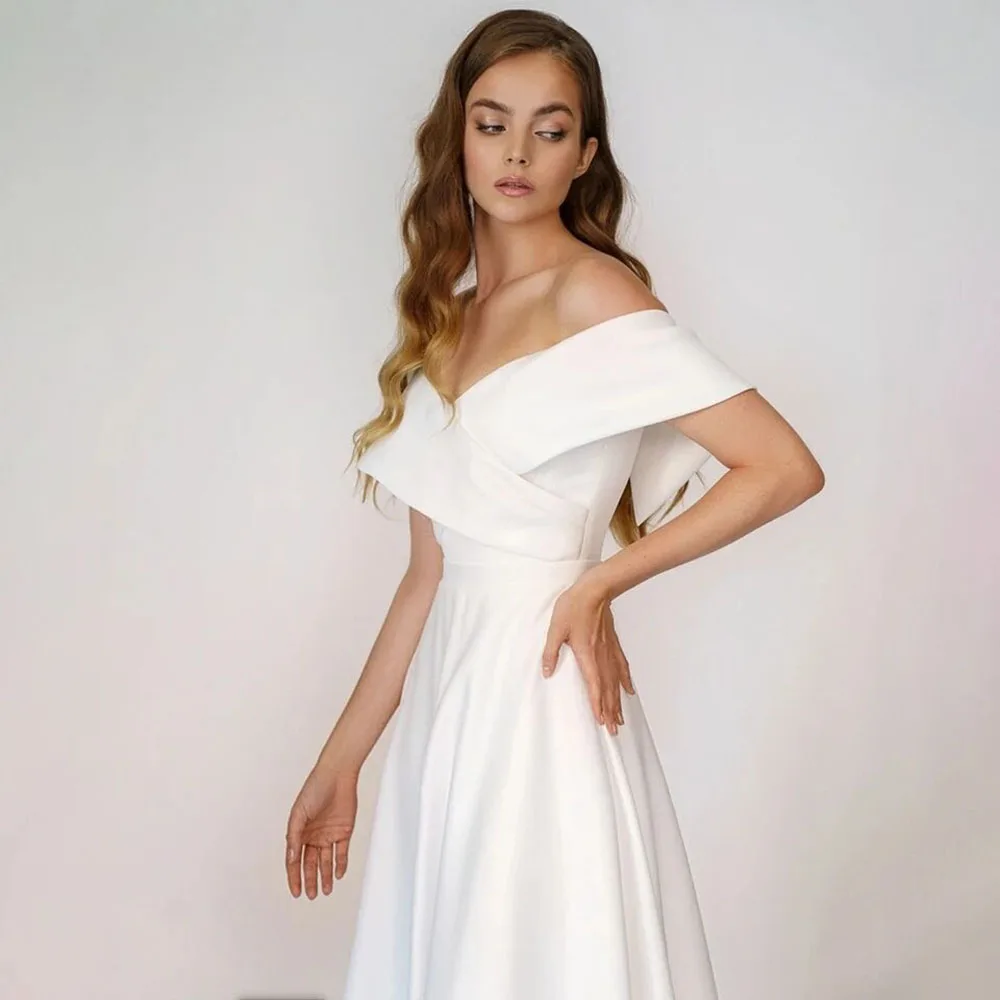 SoDigne Beach Satin Wedding Dresses Off Shoulder Simple Bridal Gowns A Line Wedding Gowns Robe De Mariee Customized 16 S689c46d8b64e4d3dafe664a074bd0ed34