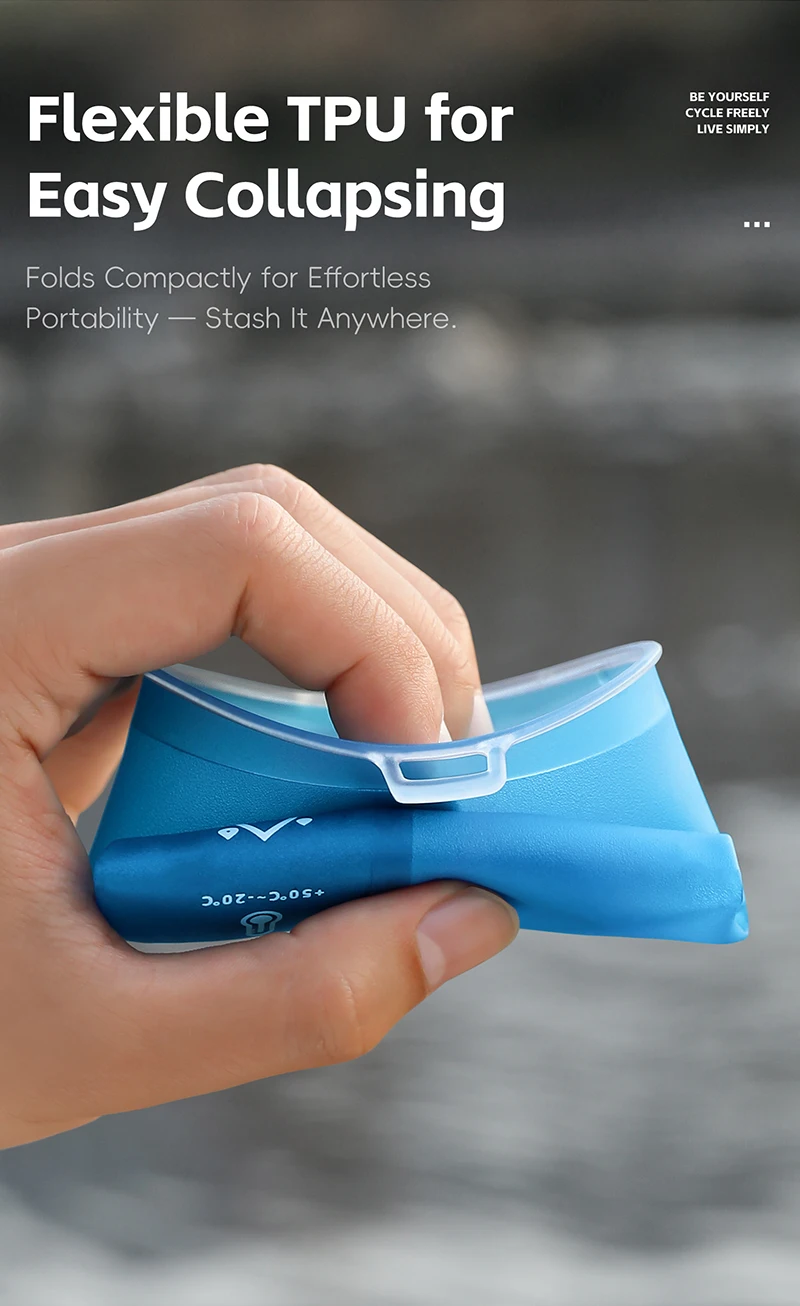 WEST BIKING Zusammenklappbare Weiche Wasserflasche 200ML TPU BPA-frei Ultraleicht 10g Auslaufsicher mit Aufhängeöse Fahrradflasche für Radfahren und Wandern – Detail 7