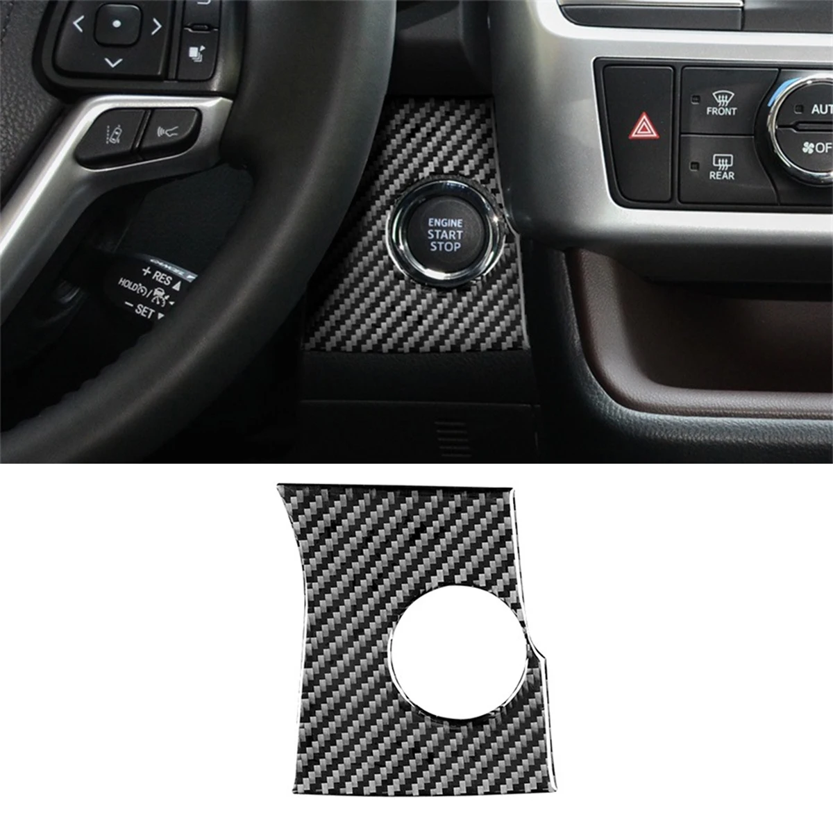 

For Toyota 15-21 Highlander Interior Modification Parts Carbon Fiber One-Button Start Ignition Cover Decorative Stickers