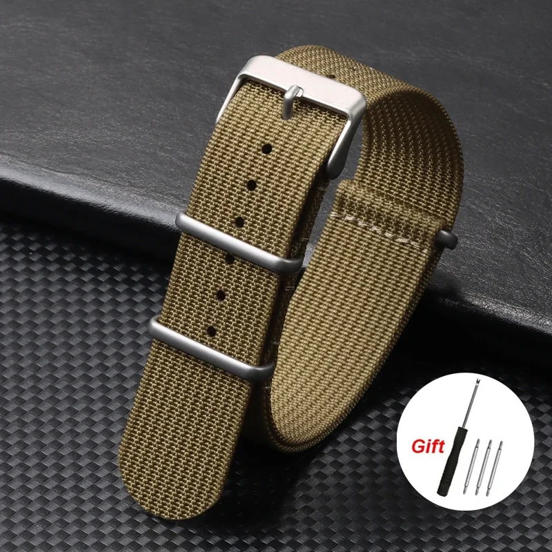 Men's Military Sport Ribbed Nylon Watch Strap - Braided Fabric Band Accessories