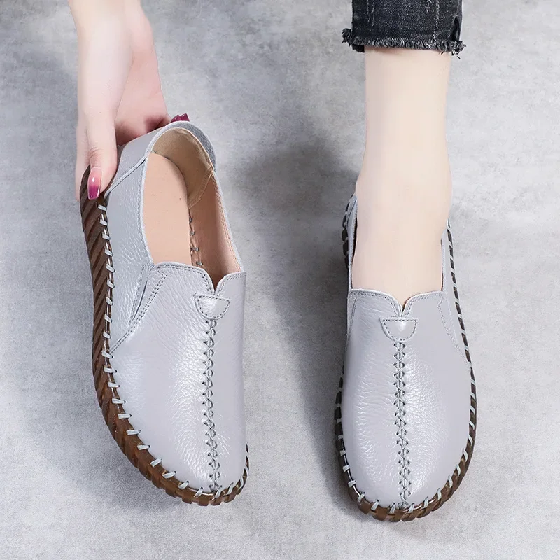 Waterproof Loafers Wide Width Women's Driving Shoes Woman Black Genuine Leather Flats Red Designer Loafers Women White Moccasins