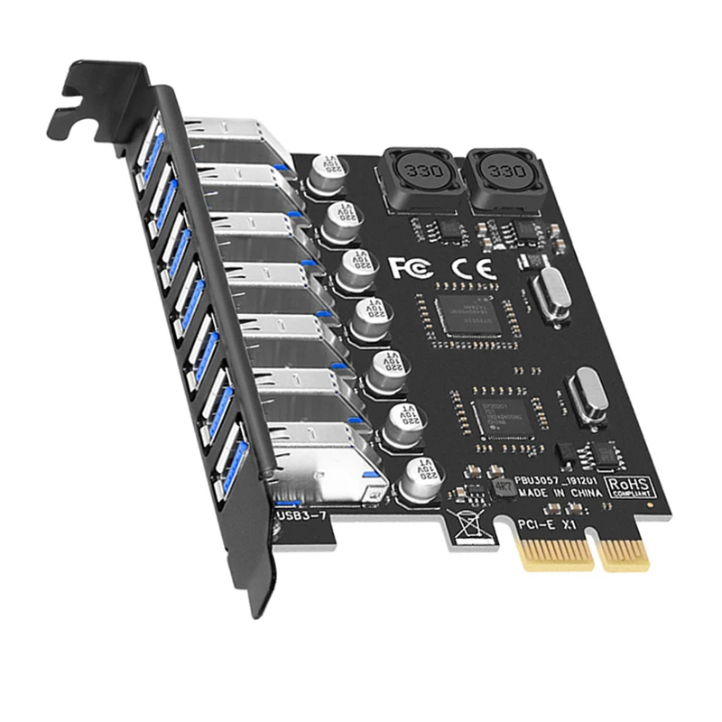Плата расширения PCI Express X1 на 7 портов USB 3,0, плата расширения ...