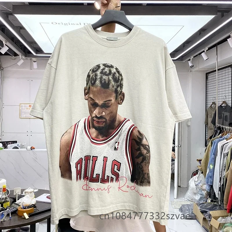 

High quality Men T-Shirts Rodman Print Cotton Round Neck Short Sleeve Hip Hop Fashion personality Streetwear Mens Tees TShirt