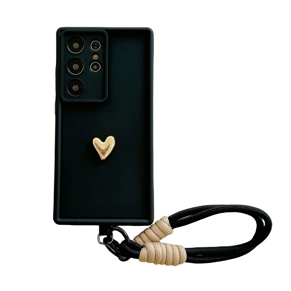 Heart Soft Phone Case with Lanyard Strap - Stylish and Protective Cover
