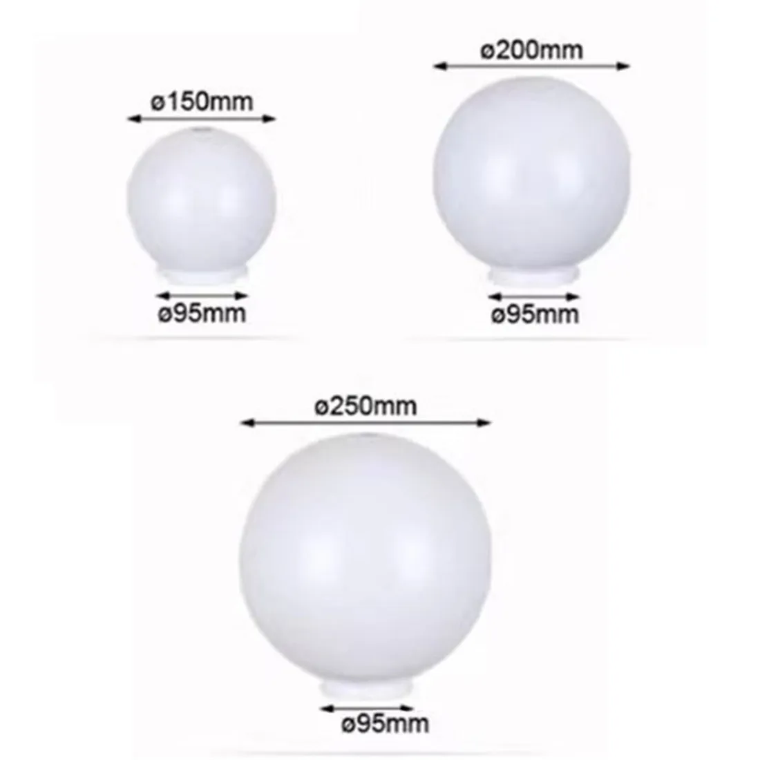 Twist Lock Neck  White Acrylic Shade Replacement Lamp Post Globe Cover for Outdoor Front Porch Light Landscape Light PMMA Shade 2
