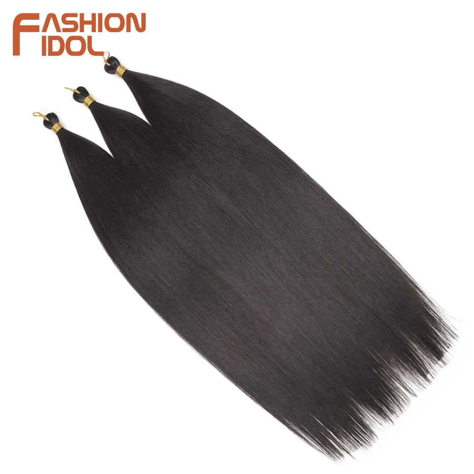 FASHION IDOL 28inch 300g/3Pcs Ariel Straight Pony Hair Crochet Braids Hair Synthetic Braiding Hair Soft Crochet Hair Extensions 3