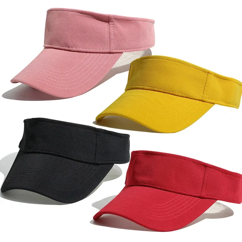 Summer Men Women Adjustable Visor Red Black Pink UV Protection Top Empty Solid Sports Tennis Golf Running Sunscreen Cap 2