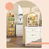 Nordic Simple Tempered Glass Kitchen Cabinets Slot Rack Household Kitchen Furniture Multi-layer Narrow Storage Cabinet with Door 3