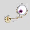 Brushed Gold LED Bathroom Mirrors Quality Brass Folding Magnifying Hotel Bathroom Makeup Mirror LED Light Bathroom Mirrors 2