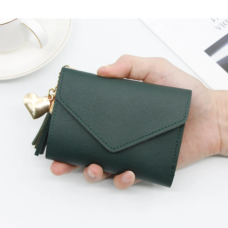 5PCS Women New Short Wallet Solid Color Fashion Thin Multi-card Money Clip PU Leather Bank Card Coin Collection Purse Wholesale
