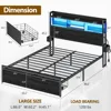 Queen Bed Frame with Wood Headboard and Storage Shelf, Metal Platform Bed Frame Queen Size with Storage Drawers86.4Lx61Wx 44.9H 2
