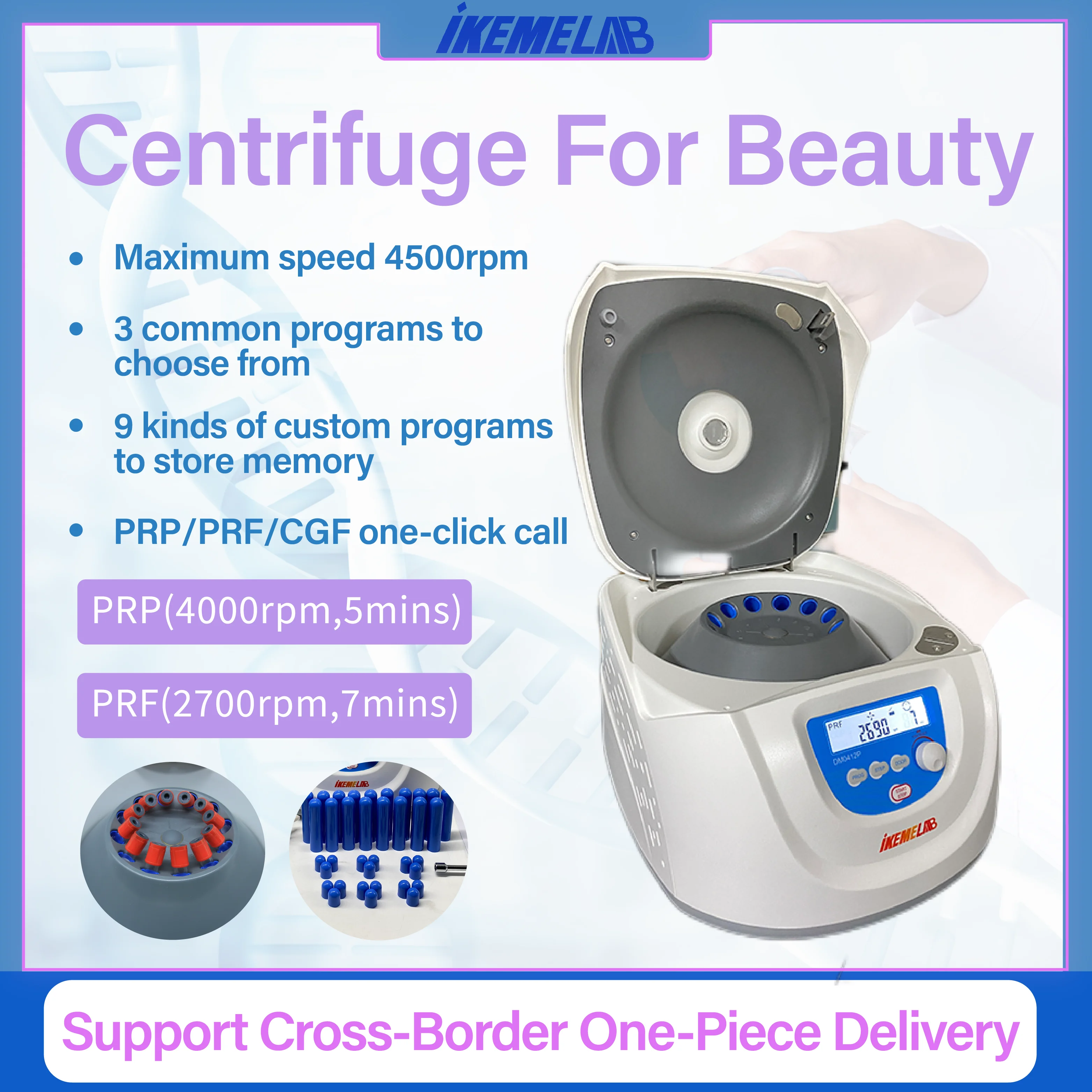 IKEME Centrifuge DM0412P PCF CGF Centrifuge Slow Speed 300-4500rpm For Tube 15ml*8 10ml*12 Laboratory Beauty Dentistry Hot