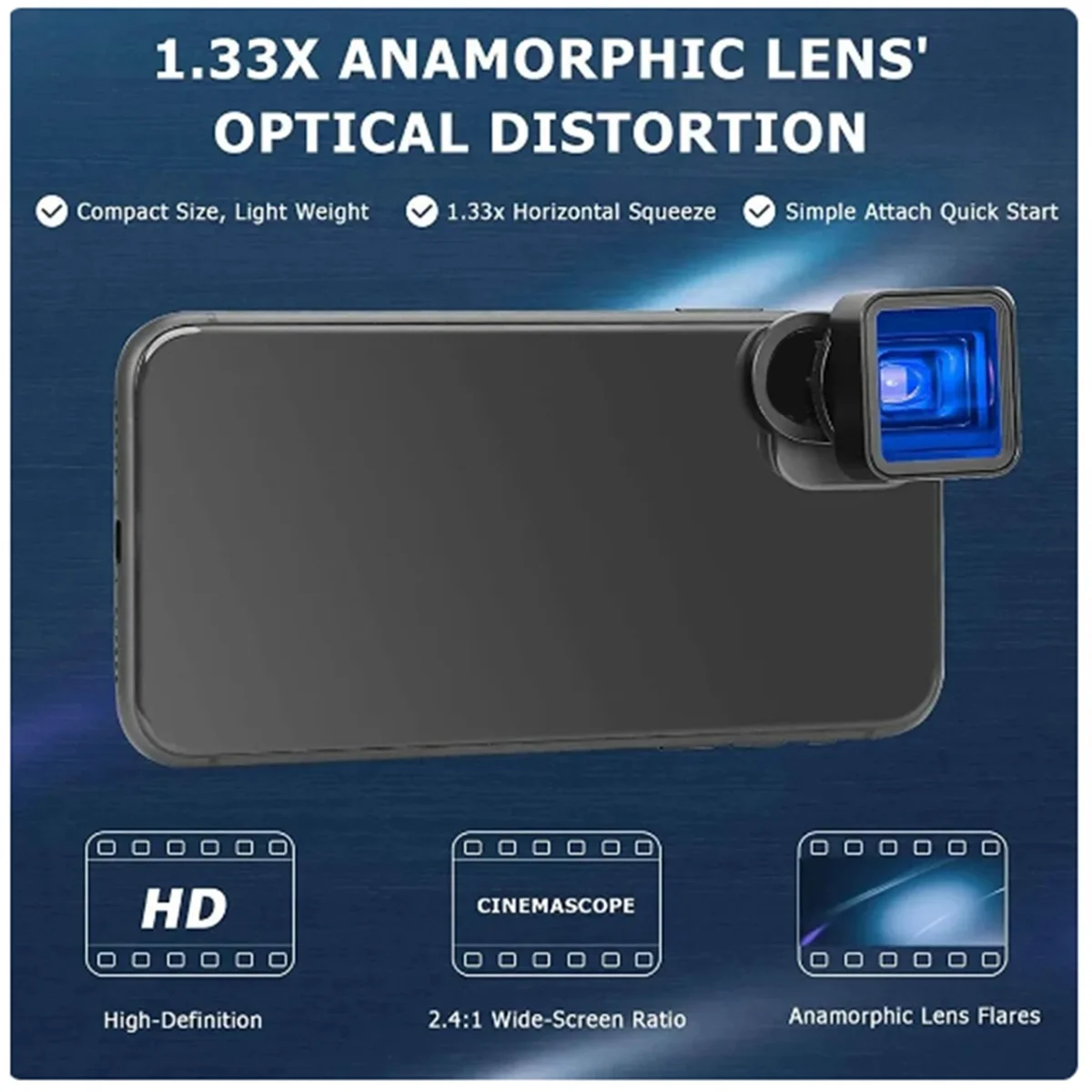 1.33X Anamorphic Lens for Phone Camera