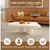 Cloud Coffee Table, Modern White Coffee Table for Living Room, Cute Irregular Indoor Tea Table with 3 Legs, Easy Assembly 4