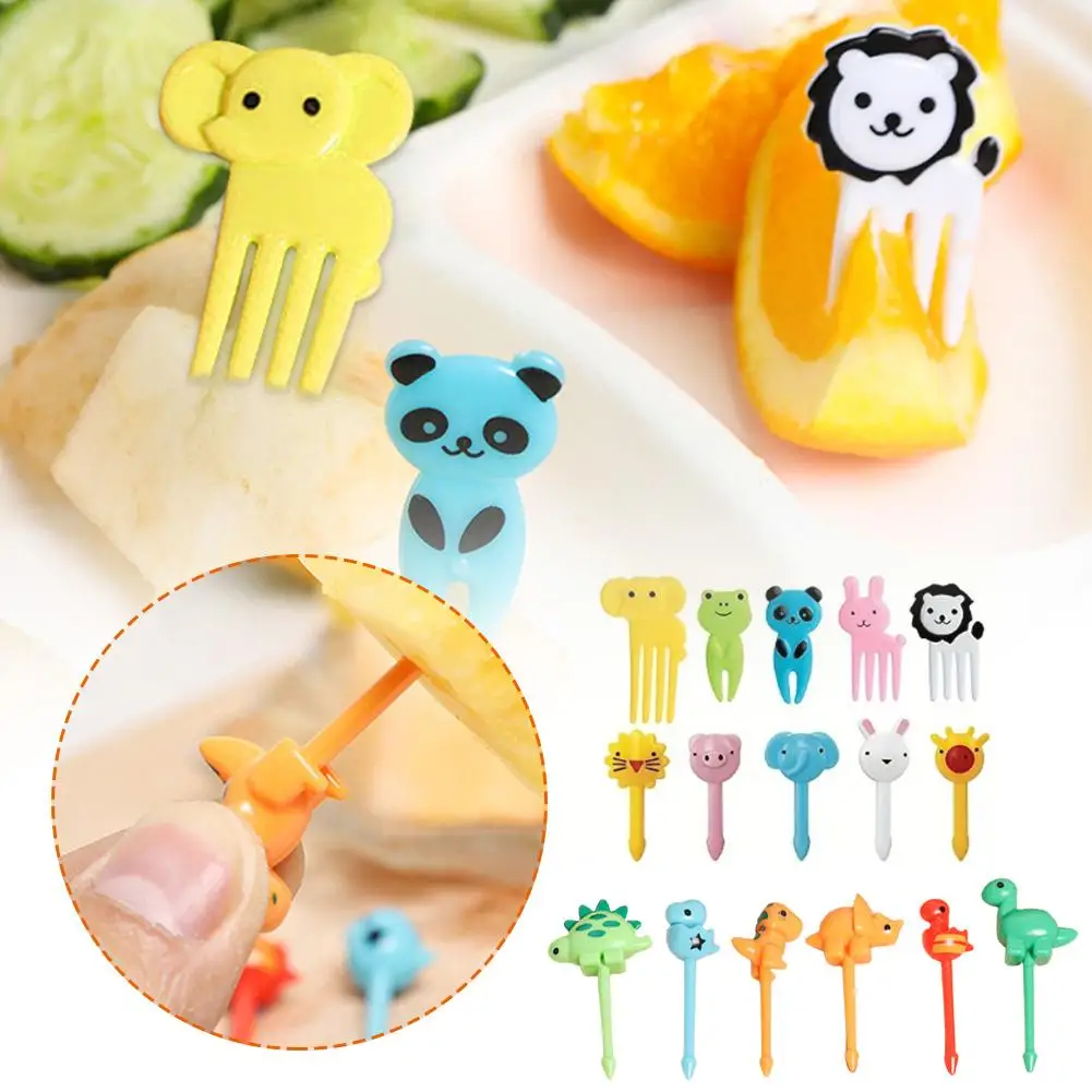 

6-10pcs Mini Cute Animal Bento Food Fruit Picks Forks Lunch Box Decor Kids Tools Plastic Chopsticks For Children K2M9