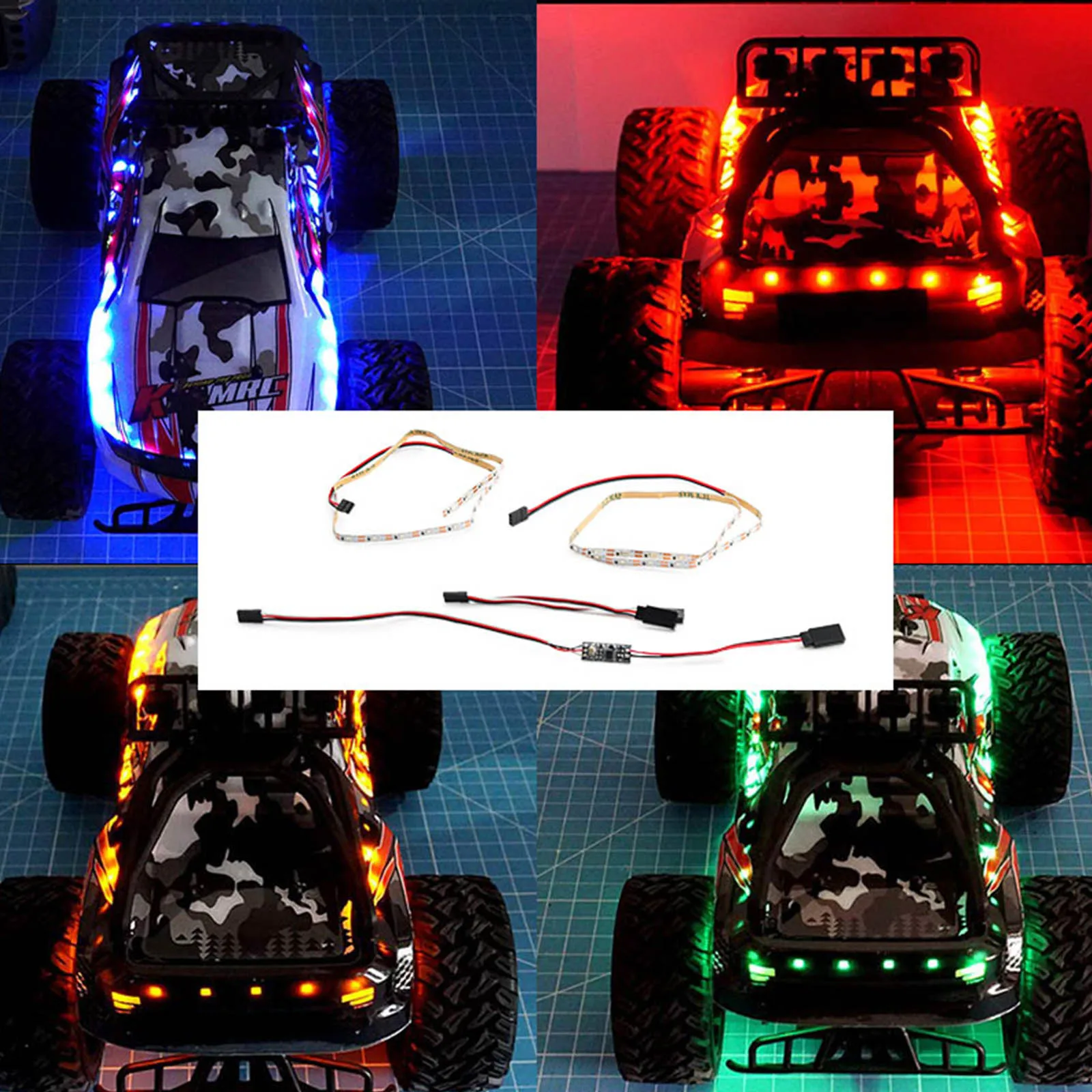 Multi-Color RC LED Light Strip with Easy Installation for Crawler Cars and Trucks, Red, Blue, Green, Orange Decorative Lights