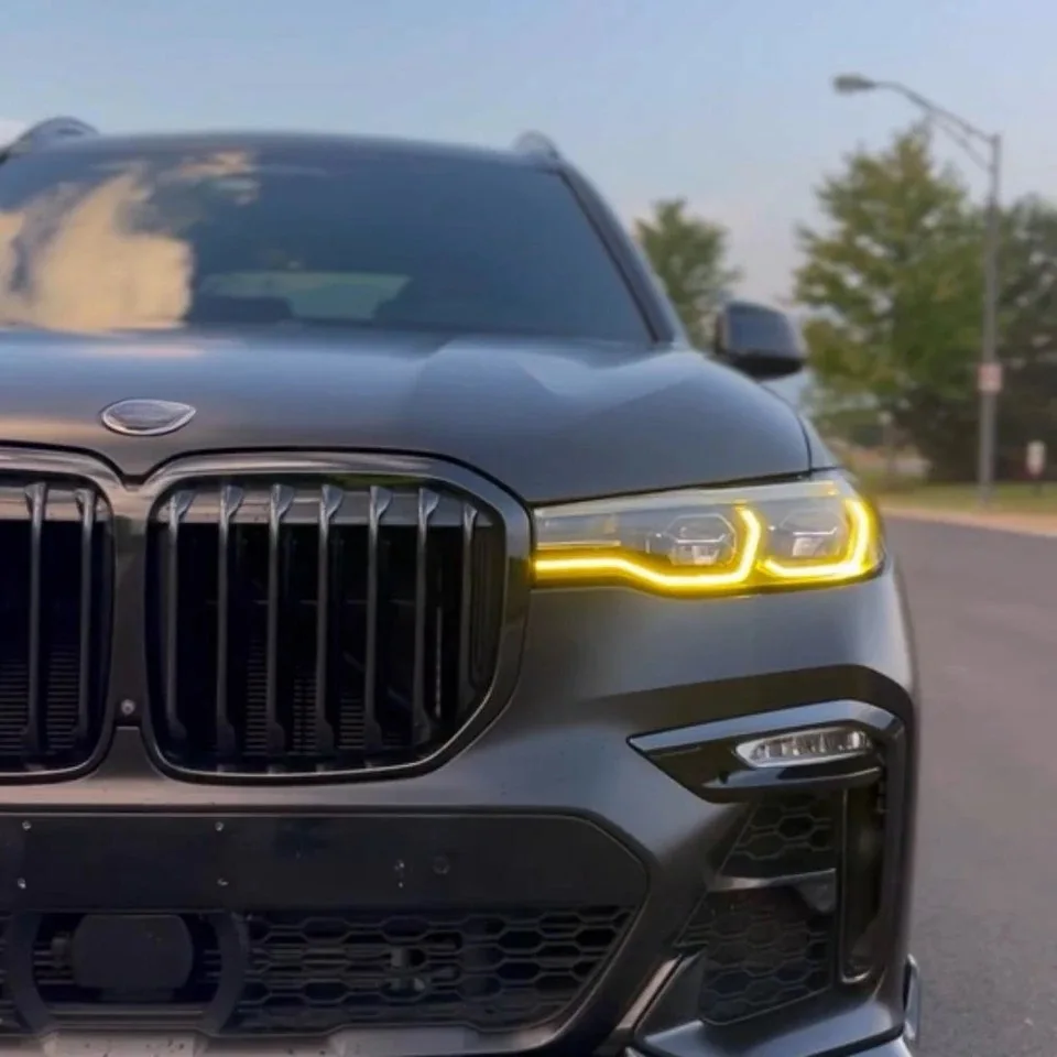 Angel Eyes 레이저 모듈 세트, BMW X7 G07 M50i M60i X7M CSL용 노란색 레몬 DRL 다색 주간 주행등 63119477986