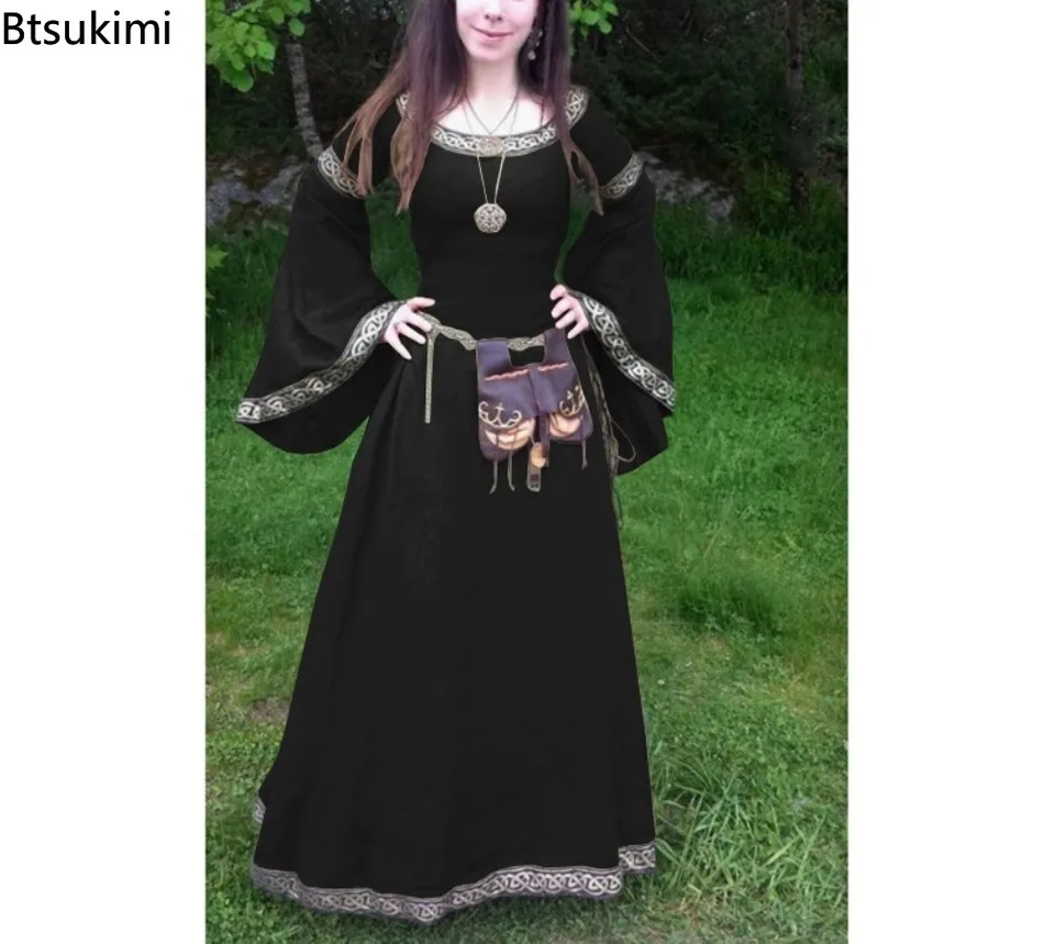 Robe Médiévale Viking Femme Grande Taille – Manches Trompette, Style Gothique Et Renaissance