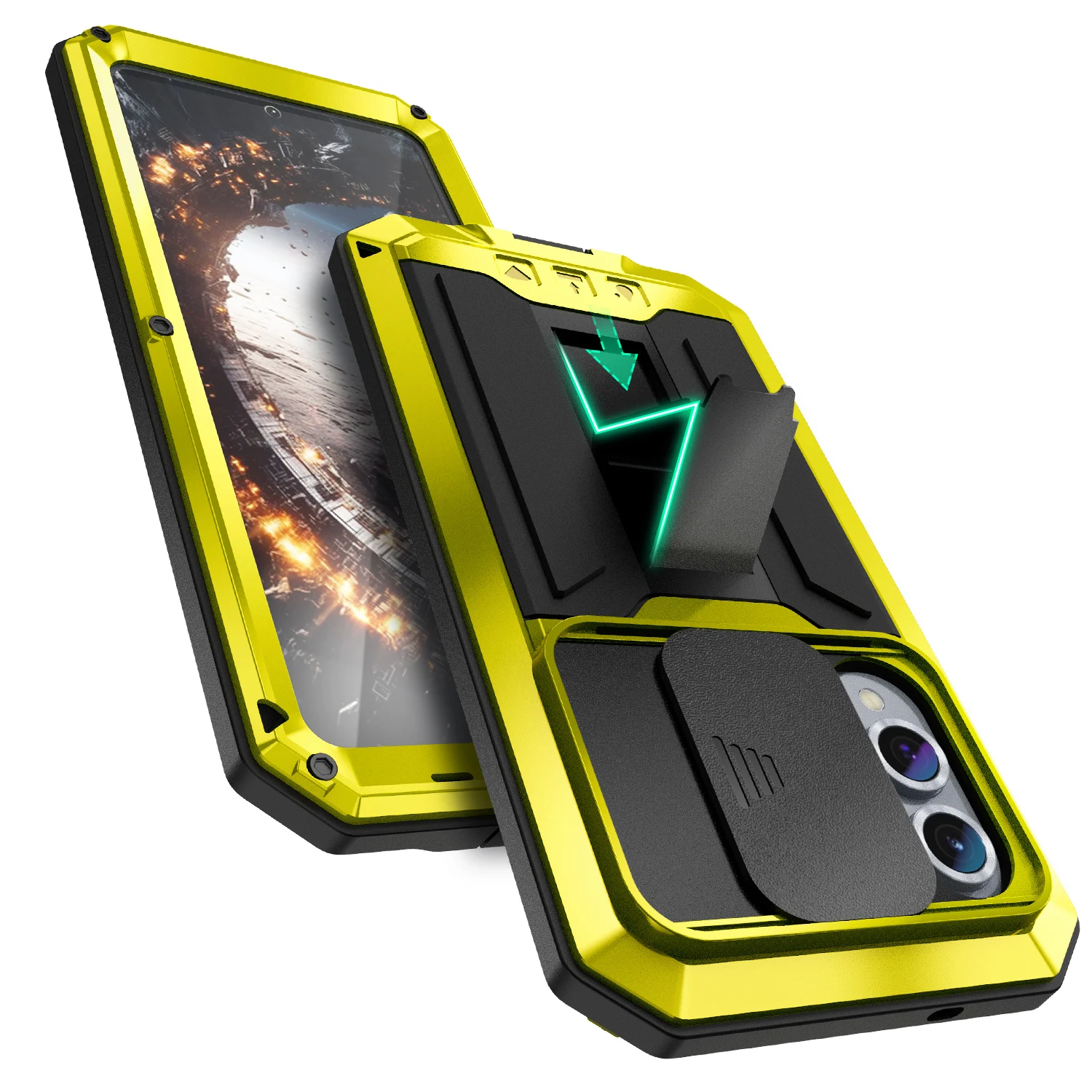 Luxury Shockproof Metal Case with Camera Cover & Screen Protector