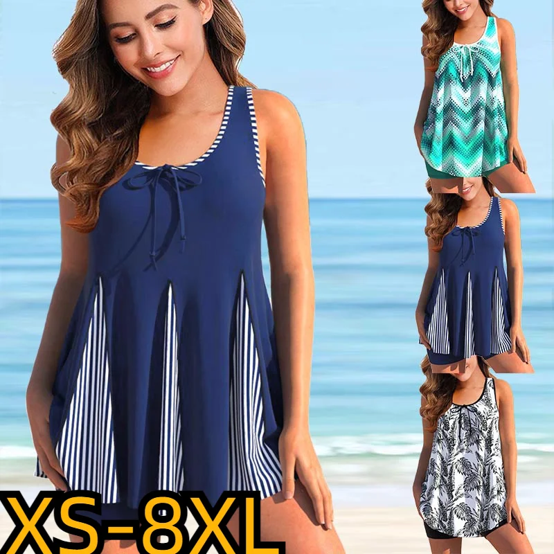 

Summer Fashion Tankini Sexy High Waist Swimsuit Two Piece Set Beachwear Women New Design Printing Bathing Suit Retro Monokini