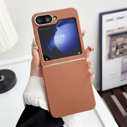 Luxury Leather Texture Soft Back Cover for Samsung Galaxy Z Flip Series - Unisex Design (Brown)