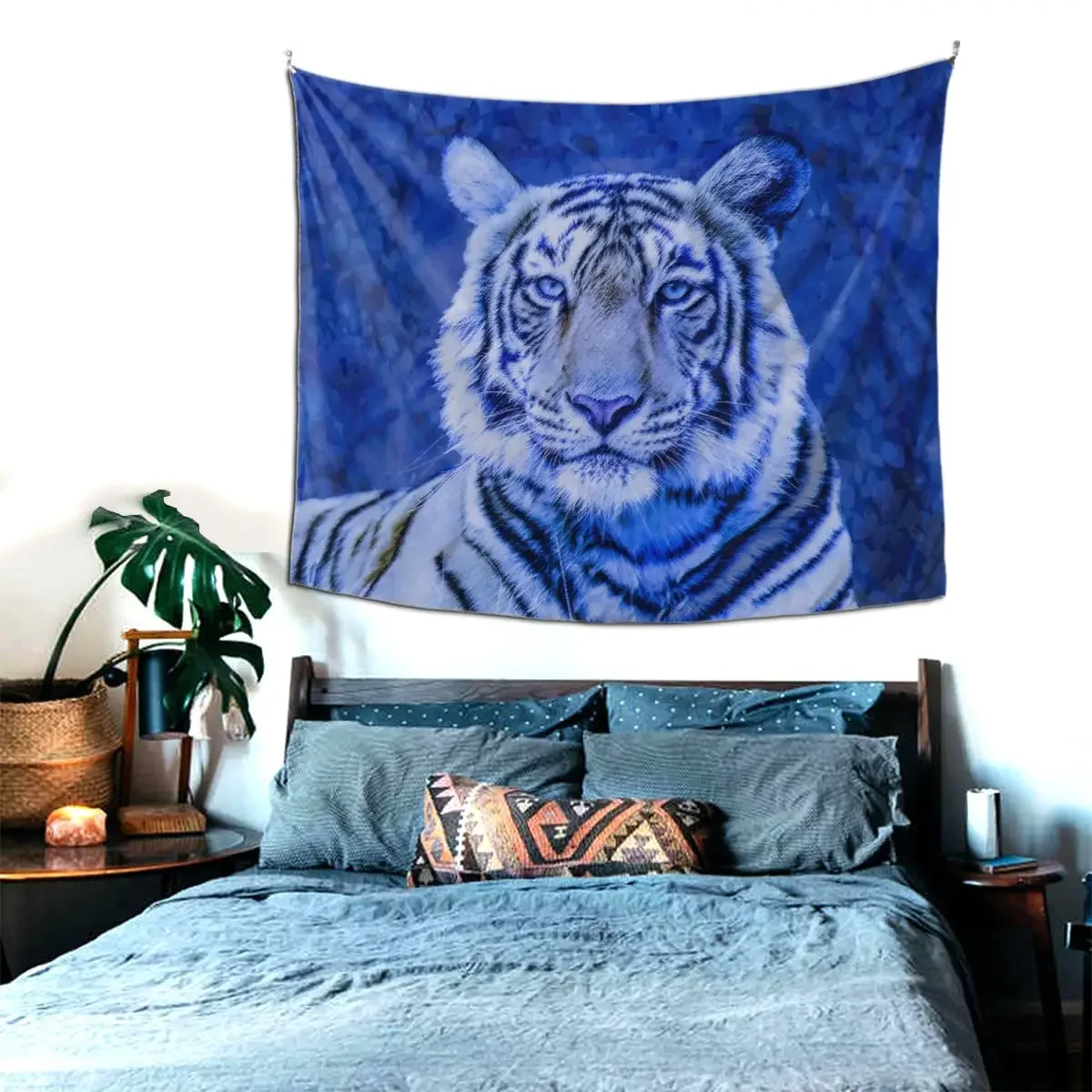 

Blue Tiger 3D Tapestry Wall Hanging Painting Polyester Tapestries Animal Throw Rug Blanket Art Room Decor Tapiz