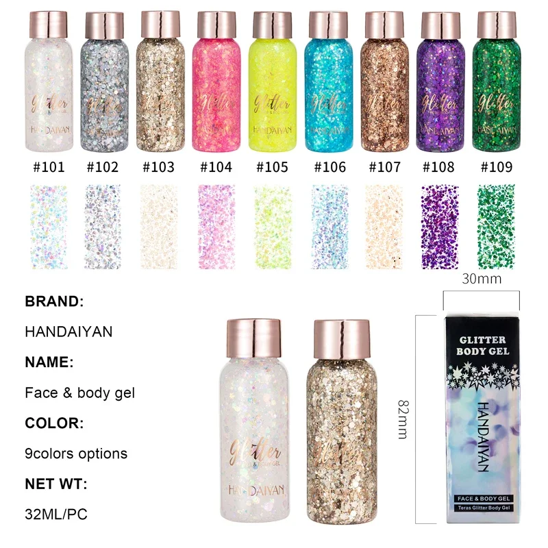 With Smear Spoon Multifunctional Eye Glitter Nail Hair Body Face glitter gel makeup Art Flash Loose Sequins Cream Festival Deco