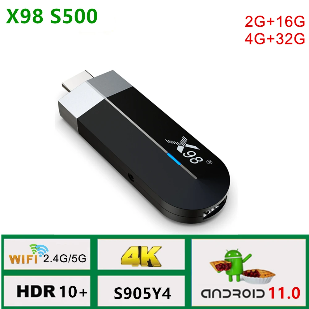 New X98 S500 TV Stick Android 11.0 TV Dongle Amlogic S905Y4 4GB 32GB 2 ...