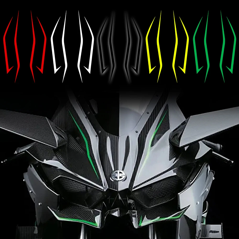 motorcycle front pull headlight reflective stickers decals diy fairing waterproof decoration for kawasaki ninja ninja400 h2 h2sx Motorcycle Front Pull Headlight Decals NINJA400 H2 H2SX Reflective Cool Fairing Sticker for Kawasaki Ninja NINJA400 H2 H2SX