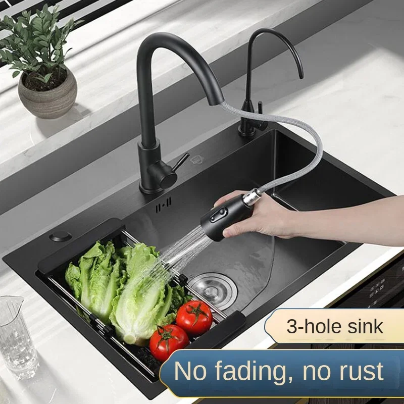 Waterfall Sink Kitchen Stainless Steel Topmount Sink Large Single Slot Wash Basin Touch Waterfall Faucet Cocina Cozinha AA44
