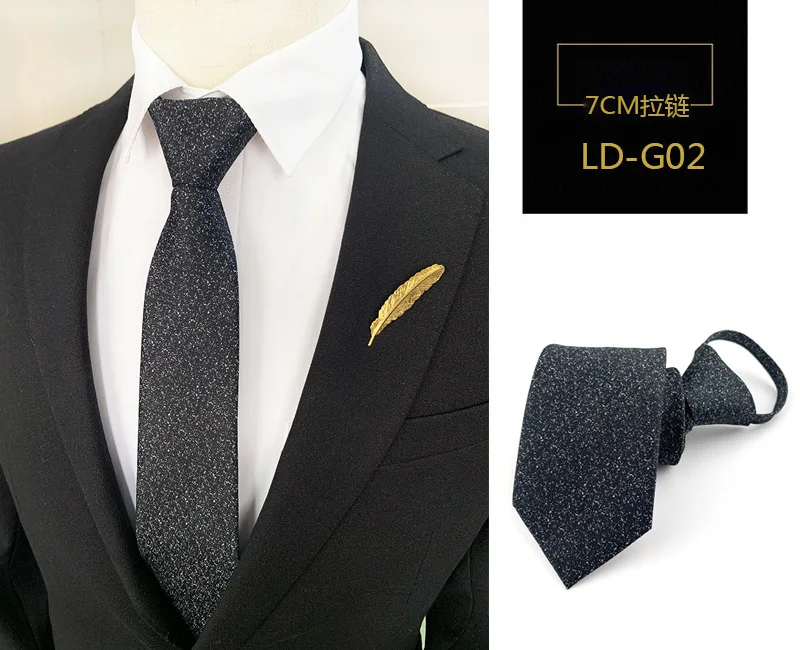 Mode 7 cm Herren Krawatte vorgebunden leicht zu tragen Krawatte Reißverschluss faul vorgebunden Streifen Dot Plaid Business Hochzeit Krawatte für Mann – Detail 24