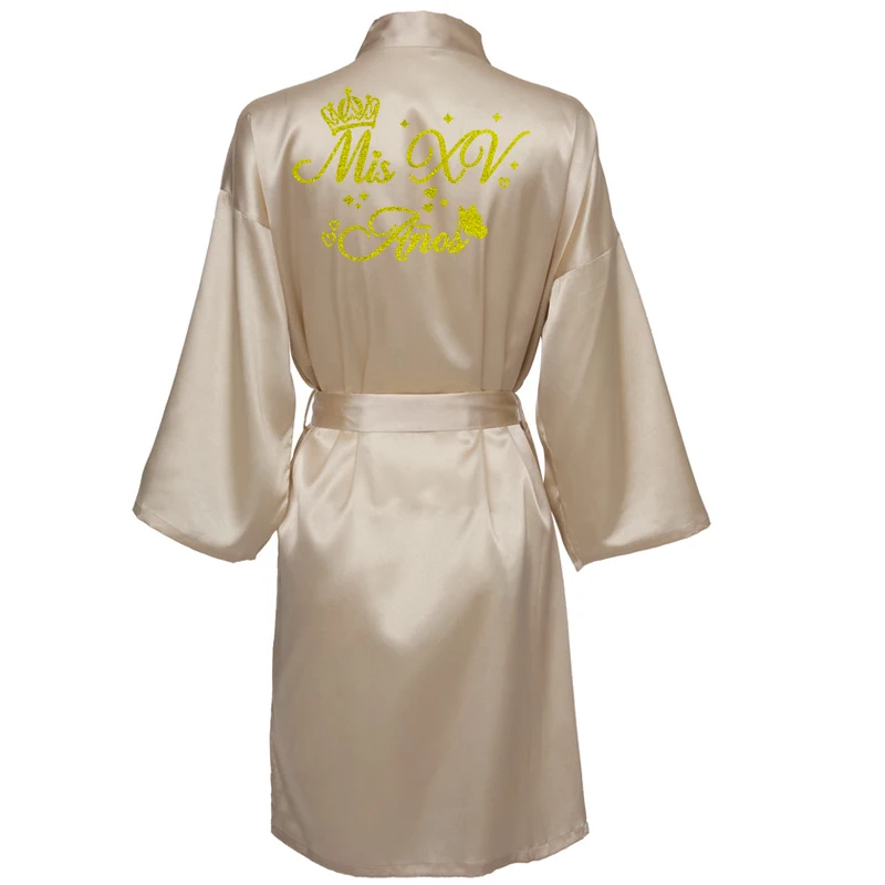 Princess Sweet 15 Years Girl Birthday Party Robes Quinceanera Robe Mis XV Bathrobe Silkly Nightgown