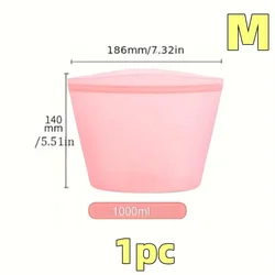 Reusable Silicone Food Storage Containers - Leakproof Ziplock Bag Set for Kitchen Organization and Freshness (Pink M 1pc)