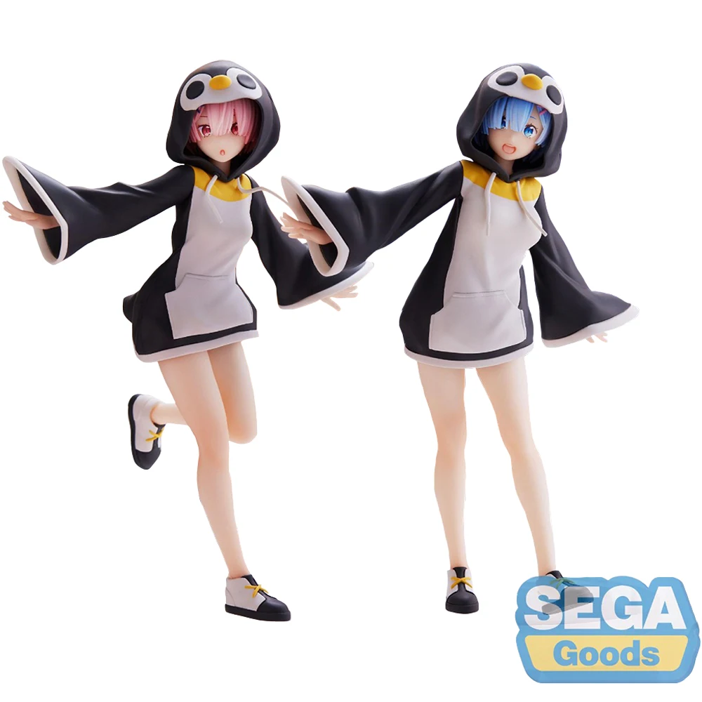 

SEGA Re:Life in A Different World From Zero Rem Ram Penguin Uniform Ver. Anime Figure Model Toys