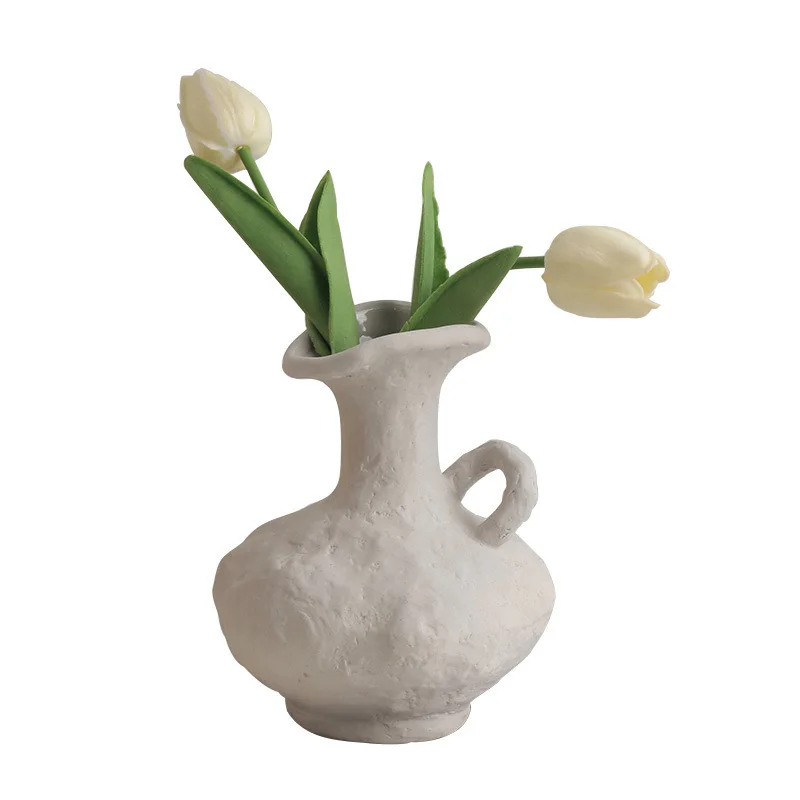 Simple wabi-sabi embryo ceramic clay vase pottery decorative