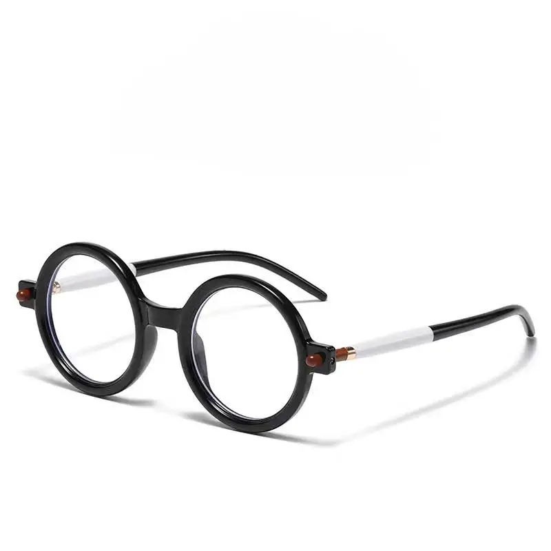 Stylish Round Black & White Vintage Anti-Blue Light Reading Glasses