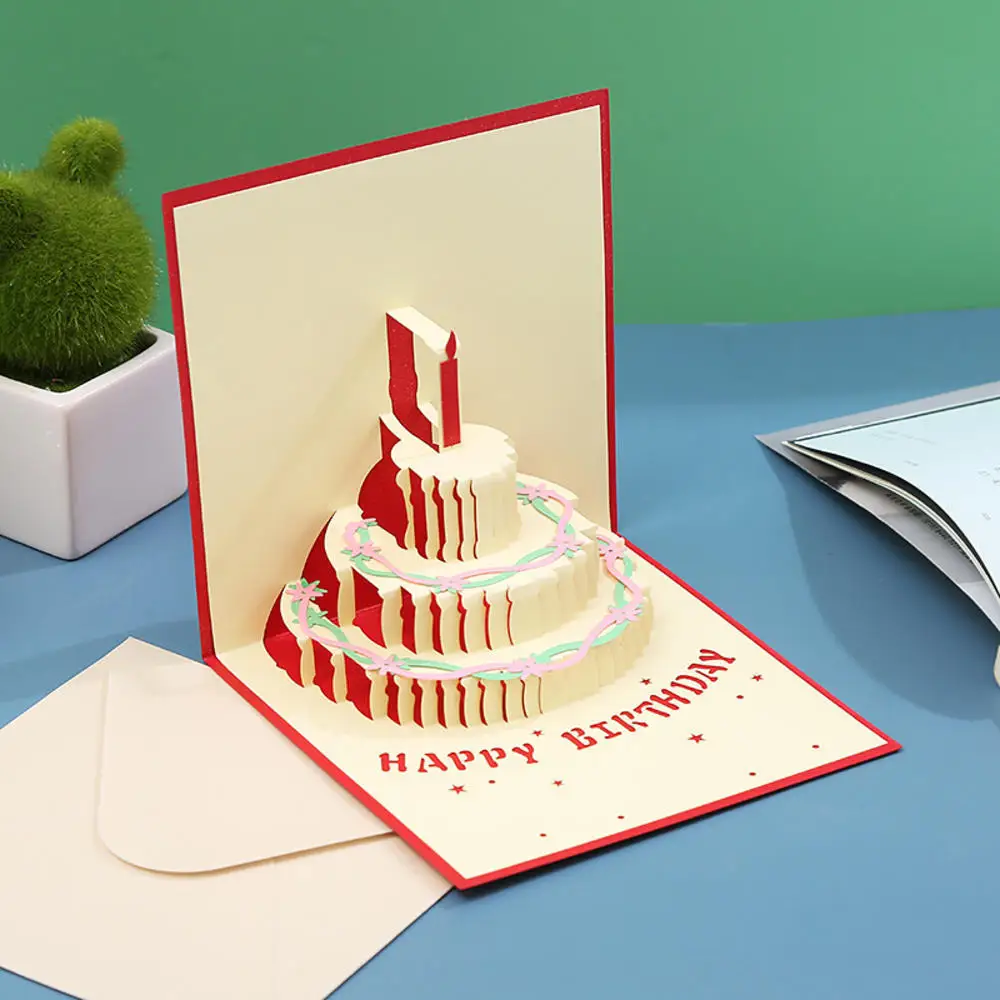 3D Pop Up Happy Birthday Greeting Invitation Cards Girl Kids Gift Card Thank You Card Vehicle Miniatures Postcard Party Supplies greeting cards