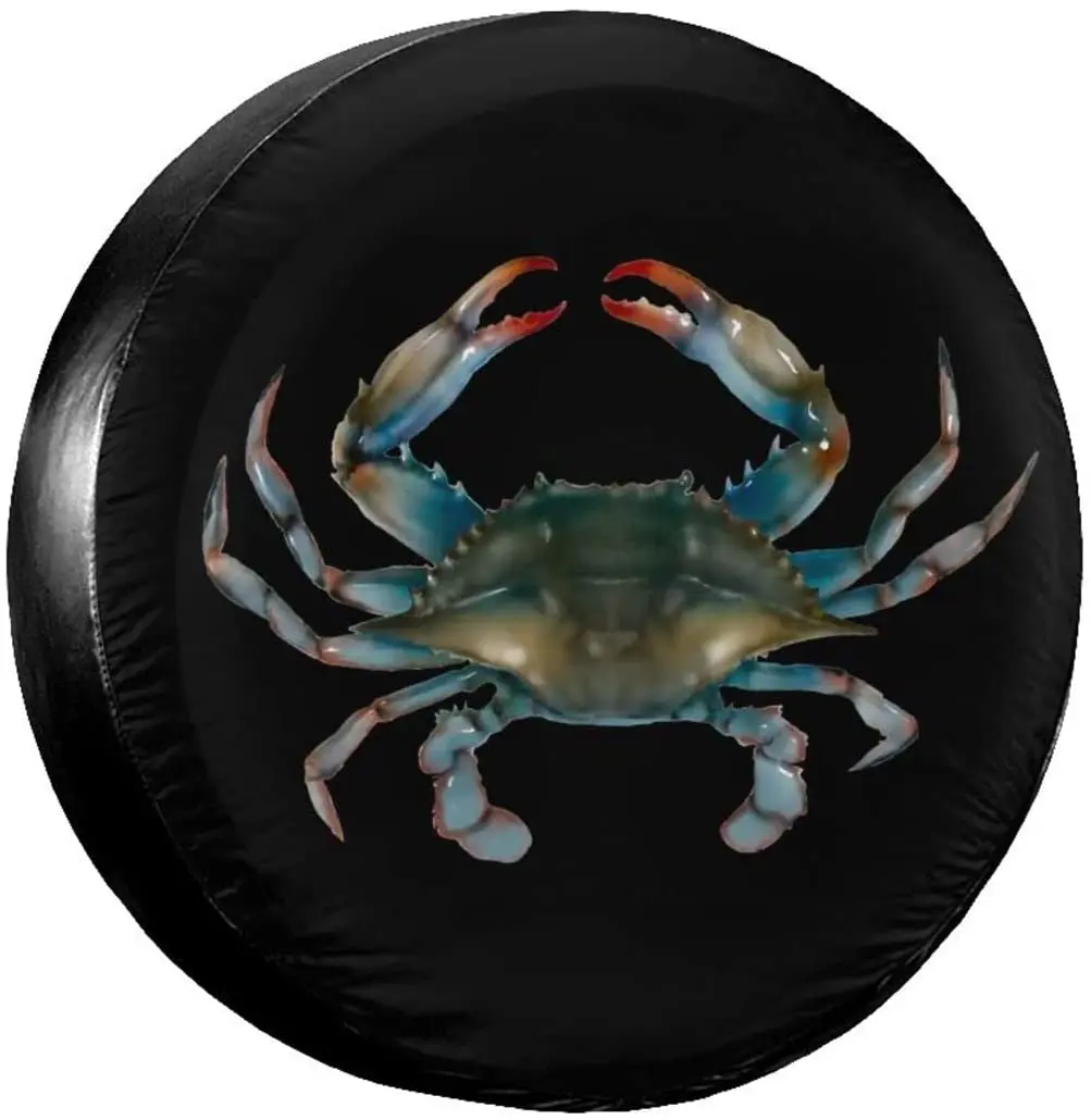 

Blue Crab Spare Tire Cover Waterproof Dust-Proof UV Sun Wheel Tire Cover Fit for ,Trailer, RV, SUV and Many Vehicle 17 Inch