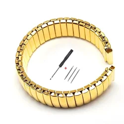 Premium Stainless Steel Elastic Watchband - Metal Stretch Expansion Strap - 22mm (Gold)