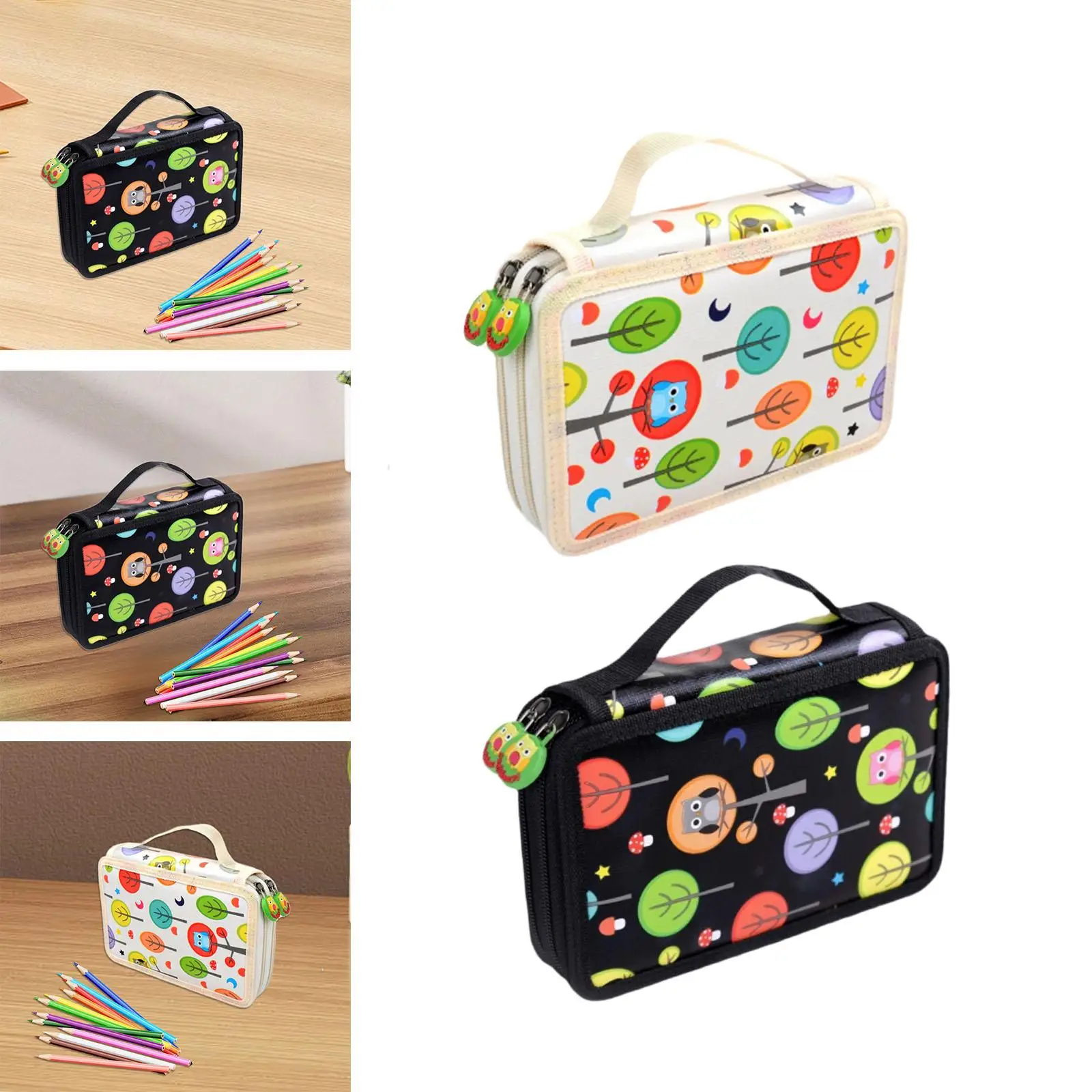 컬러 연필 케이스 연필 파우치, 마커 펜 작가, 아티스트, 아트 갤러리, 사무용품, 지퍼 연필꽂이 포함, 32 슬롯
