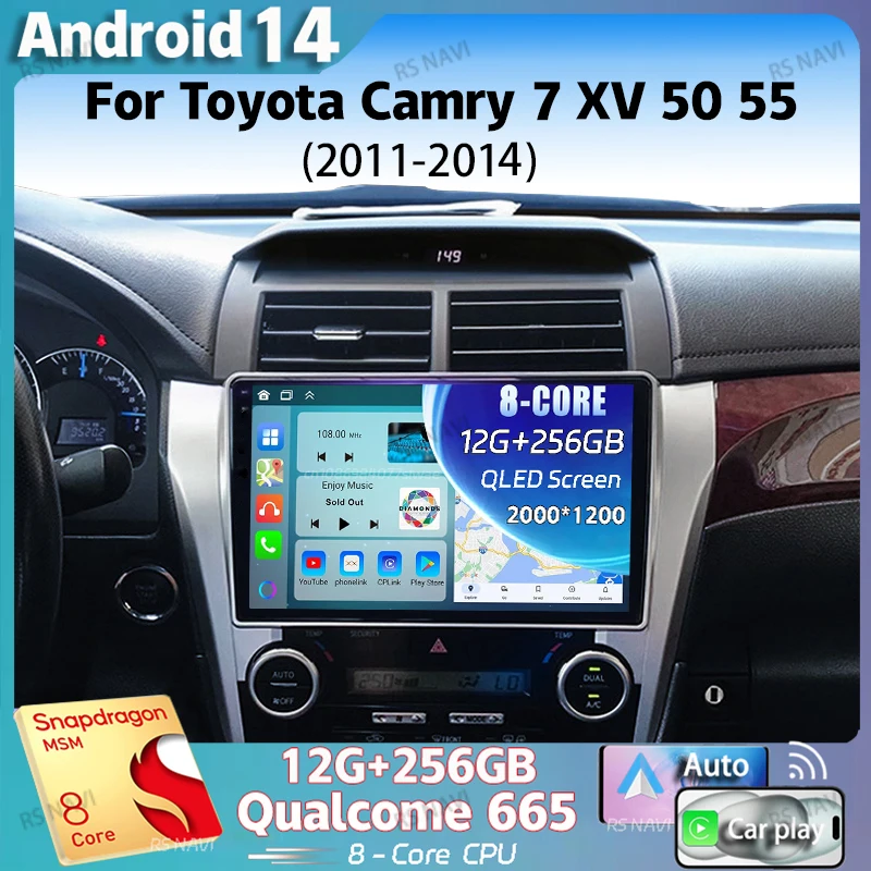 

Android 14 For Toyota Camry 7 XV 50 55 2011 - 2014 2K QLED Android Car Radio Multimedia Video Player GPS Stereo CarPlay