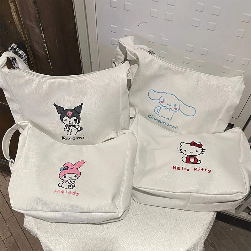 

Sanrio Kawaii Hello Kitty мультяшная сумка через плечо My Melody Kuromi Cinnamoroll аниме Студенческая ПУ вместительная сумка-мессенджер подарок