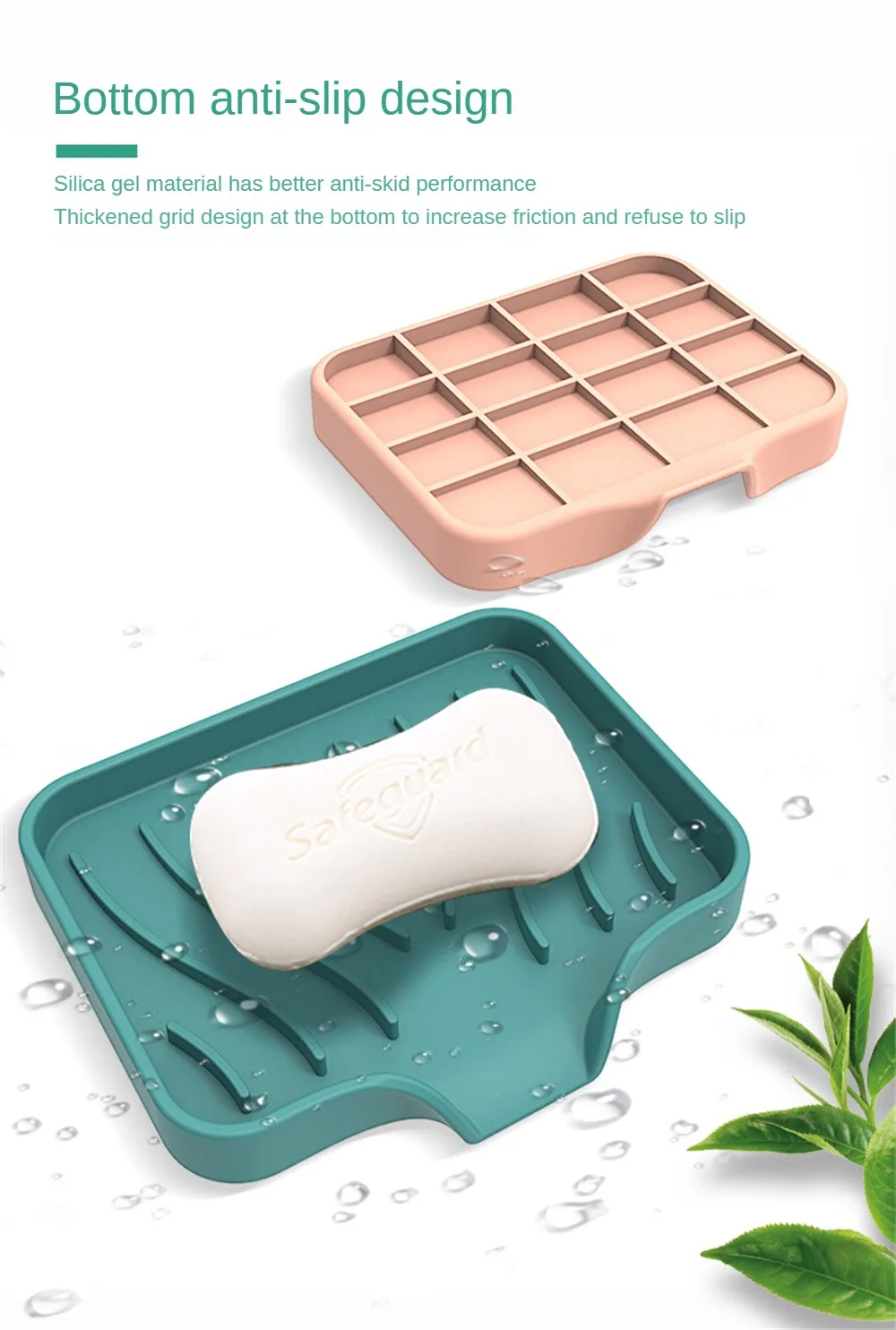 Description Picture 5 of itemCreative Washing Table Soap Tray Free Punch Drain Rack 2024 Silicone Drain Soap Box Kitchen Bathroom Anti-slip Sink Tray