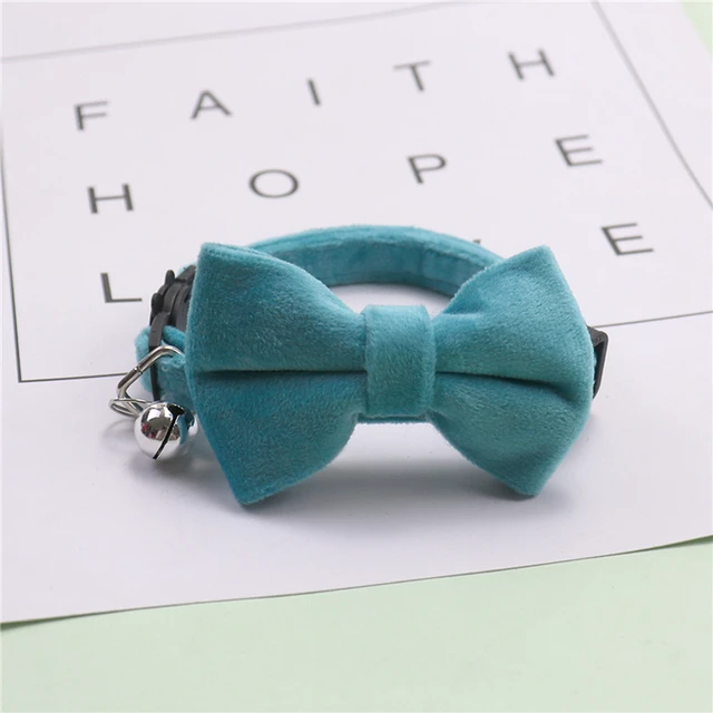 Safety Elastic Bowtie Cat Collar Bell Adjustable Buckle Bow Tie Plush Collar Small Dog Velvet Pet Supplier Suede Collar 4