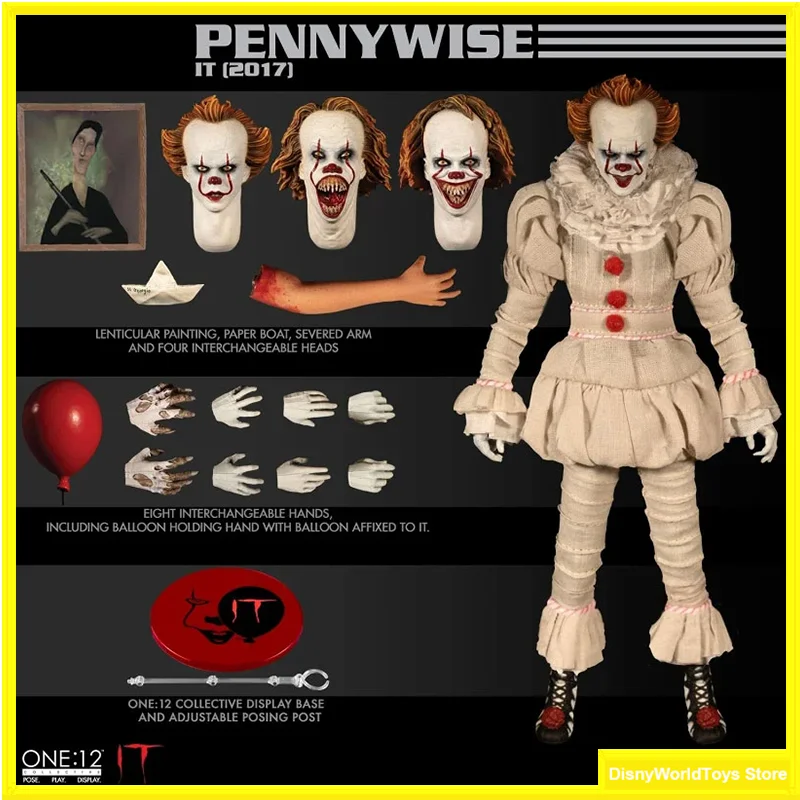 100% Originale Mezco One:12 Collective / It Pennywise 1/12 In Stock Anime Action Collection Figure Model Toys