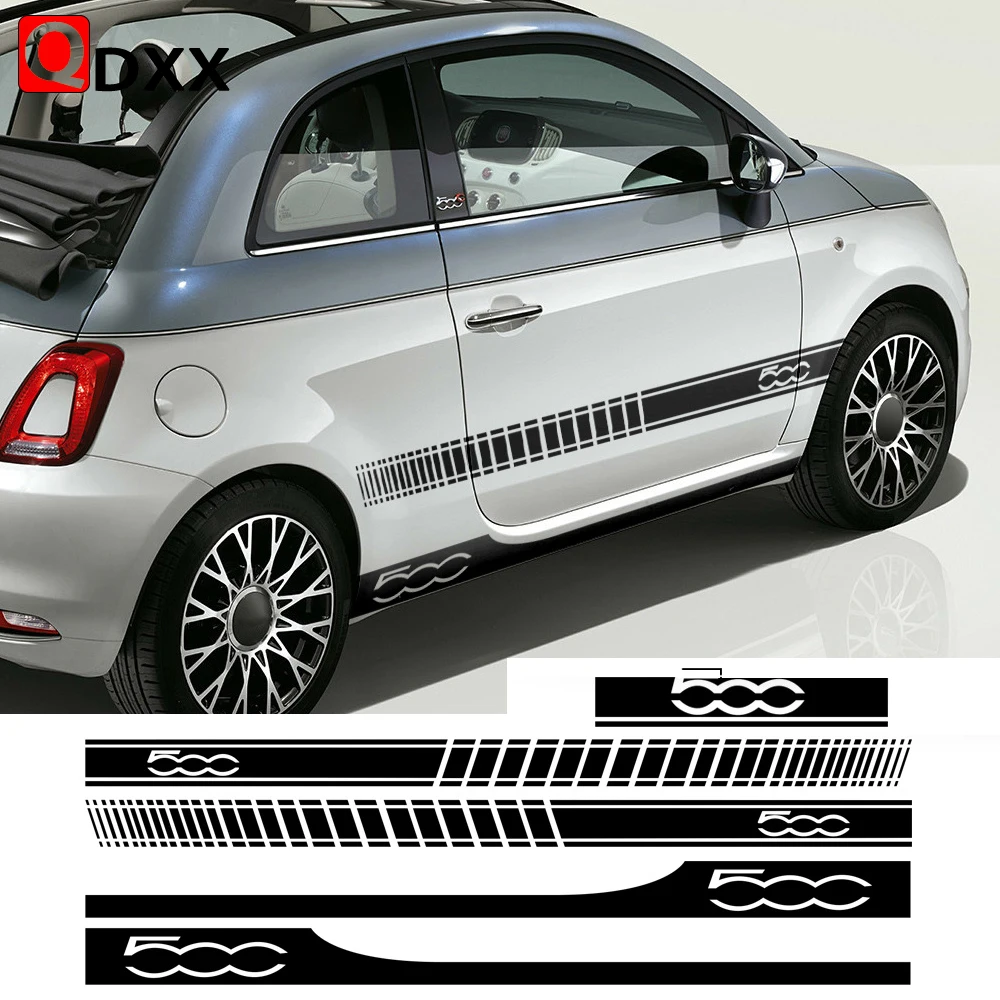 Car Door Side Stripes Gonna Hood Cover Sticker Vinile Body Kit Decalcomania Per Fiat 500 Abarth 595 695 500C 500E Accessorio Vintage Fai Da Te