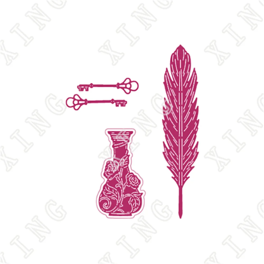 2022 New Ink Well Wishes Ornate Pot 5Pcs Cutting Dies Diy Paper Greeting Card Scrapbooking Diary Decoration Embossing Molds |