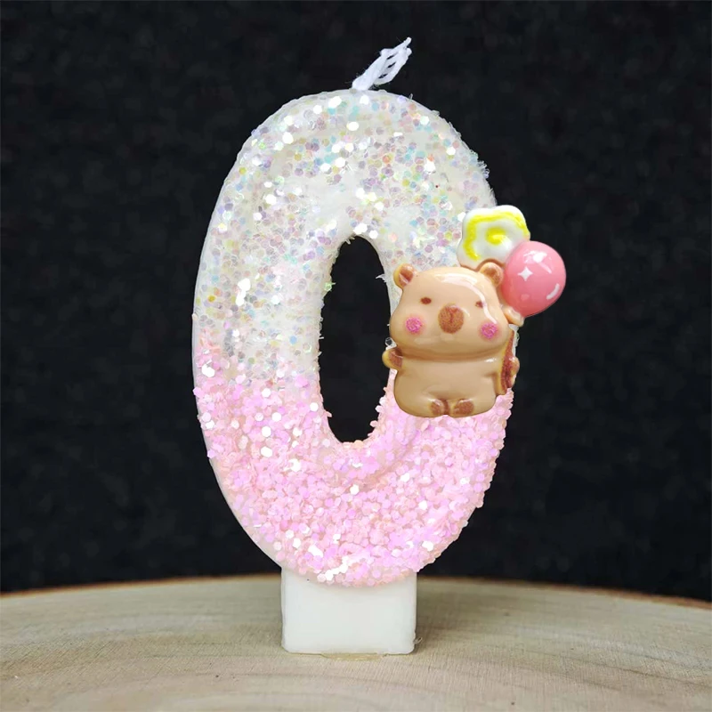 Kawaii Kerze Capybara 0-9 Nummer Geburtstagstorten-Dekoration Kapibala Tortenstecker für Geburtstag – Detail 11