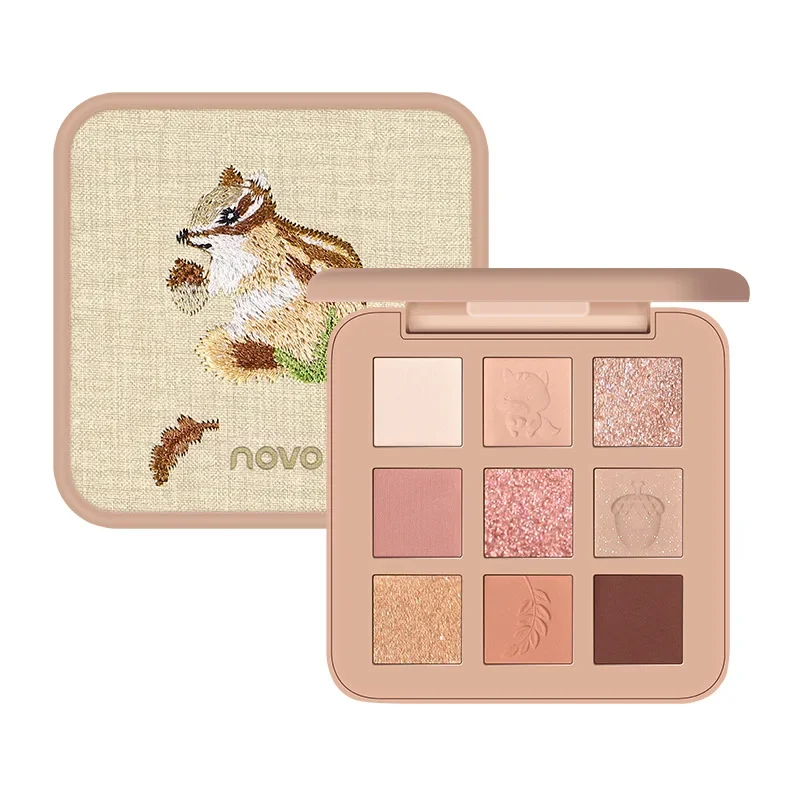 NOVO Embroidered 9-Color Eye Shadow Palette Glitter Pearly Eyeshadow Nude Long Lasting Korean Charming Eyes Makeup Cosmetics 2