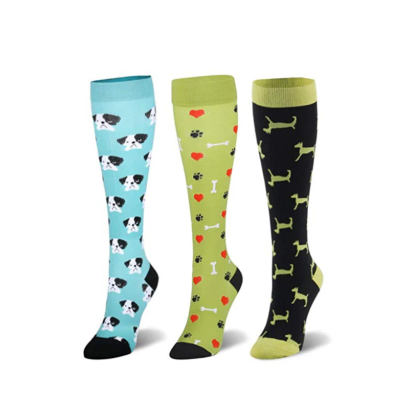 Sports Compression Socks Fun Pattern Halloween Balloon Stripe Shin Guards Elastic Outdoor Running Basketball Rugby Riding Socks